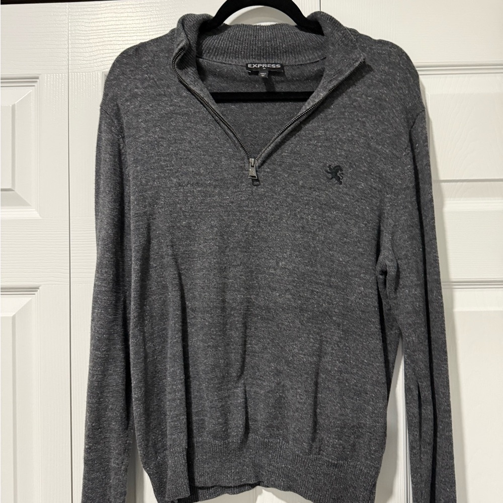 Express Men's Gray Quarter-Zip Sweater